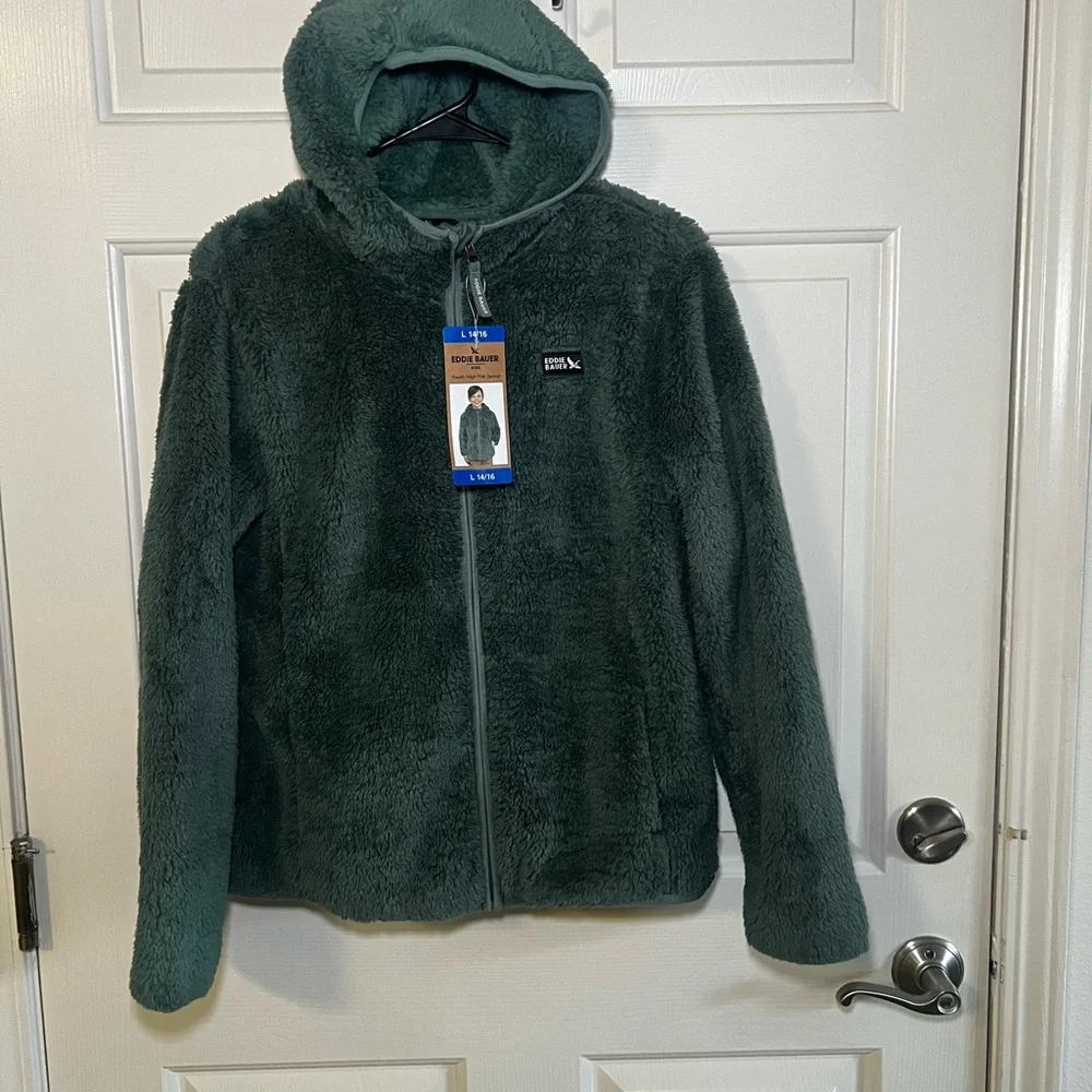 NWT‎ Eddie Bauer Boys Kid Quest Fleece Plush Green Winter Hooded Jacket